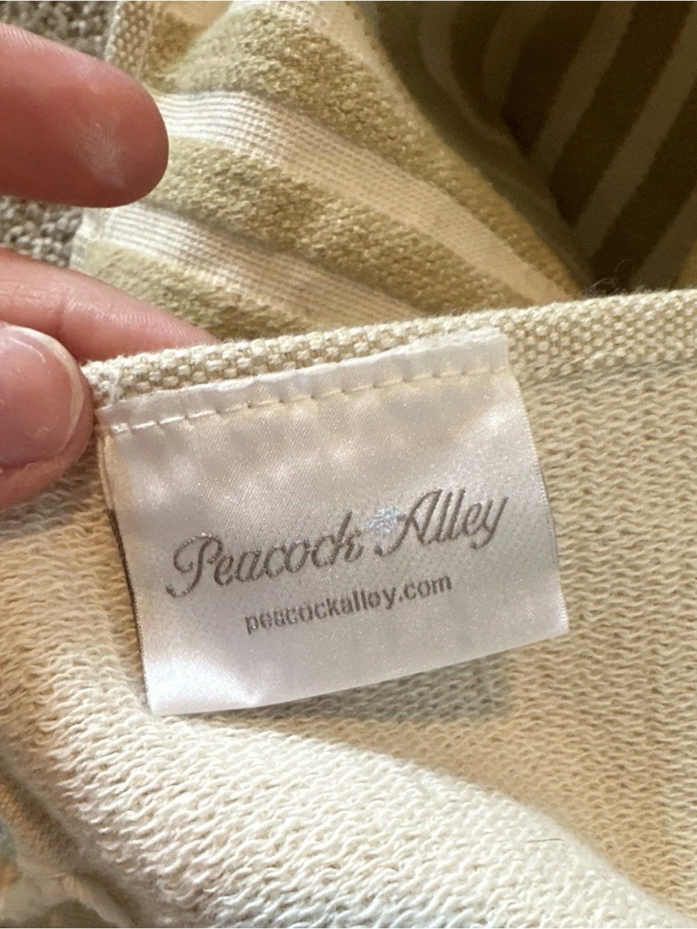 Peacock Alley Soft Cream Striped Cotton Throw